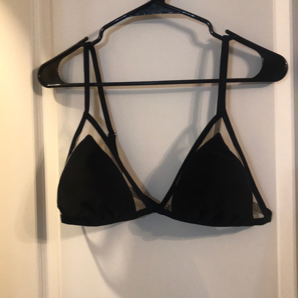 Black Mesh lined Bikini Swimsuit Top